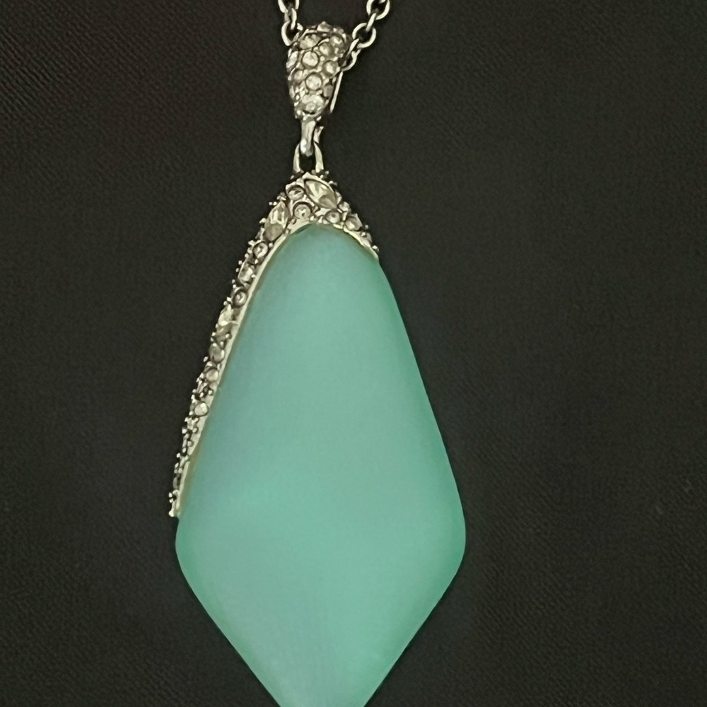 Alexis Bittar Aqua Lucite and Crystal Pendent